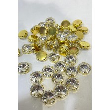 Hayalperest Boncuk Gold Yuvarlak Kasalı Beyoğlu Taşı Dikme Kristal Boncuk 5 Adet