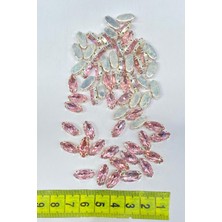 Hayalperest Boncuk Pembe Kasalı Dikme Parlak Cam Mekik Boncuk 10 Adet