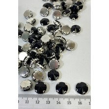 Hayalperest Boncuk Siyah Metal Kasalı Yuvarlak Beyoğlu Taşı Dikme Boncuk 5 Adet