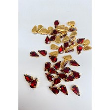 Hayalperest Boncuk Bordo Gold Zeminli Dikme Parlak Cam Damla Boncuk 10 Adet