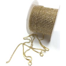 Hayalperest Boncuk Altın Sarısı Kristal Taşlı Metal Yuvalı Şerit 1 metre 8mm