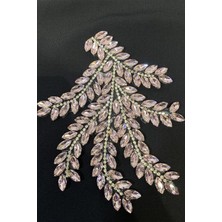 Pembe Mekik Taşlı Parça Aplik Abiye Aksesuar