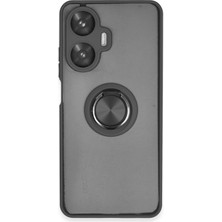 Newface Realme C55 Kılıf Montreal Yüzüklü Silikon Kapak - Siyah 300099