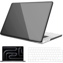 Novstrap Apple Macbook Pro 14 Inç M3 A2992 A2918 ile Uyumlu Parlak Kılıf + Şeffaf Klavye Kılıfı+Film