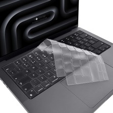 Novstrap Apple Macbook Pro 14 Inç M3 A2992 A2918 ile Uyumlu Parlak Kılıf + Şeffaf Klavye Kılıfı+Film