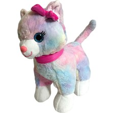 Peluş Kedi 45 cm Pembe Tokalı Ayakta Duran Kedi