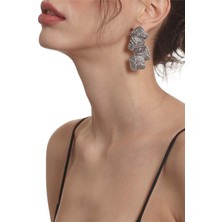 Labalaba Kadın Antik Gümüş Kaplama Çivili Model Tasarım Küpe