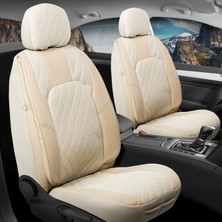 Renault Megane 3 Uyumlu Yarı Deri Oto Koltuk Kılıfı Ön Arka Set Chester Serisi Bej Fs