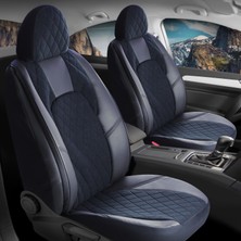 Renault Megane 3 Uyumlu Yarı Deri Oto Koltuk Kılıfı Ön Arka Set Chester Serisi Siyah Fs
