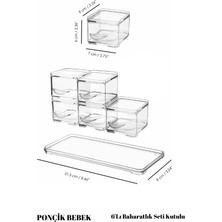 Ponçik Store 6'lı Şeffaf Baharatlık  Saklama Kabı Seti Kutulu