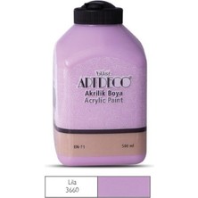 Artdeco 500ML 3660 Lila Akrilik Boya Renk Seçenekleri ile Amatör ve Profesyonellere Uygun