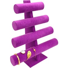 Sezgin Kutu ve Aksesuar Bileklik ve Takı Standı 4 Kademeli Mor Süet