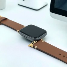 Minval Apple Watch Deri Kordon Ultra 2 9 8 SE2 7 6 Se 5 4 3 2 1 serisi 49mm 45mm 44mm 42mm Uyumlu Kadın Erkek için Uniseks El Yapımı Taba Gold Kayış