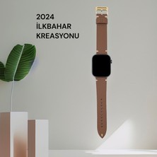 Minval Apple Watch Deri Kordon Ultra 2 9 8 SE2 7 6 Se 5 4 3 2 1 serisi 49mm 45mm 44mm 42mm Uyumlu Kadın Erkek için Uniseks El Yapımı Taba Gold Kayış