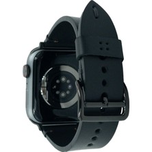 Minval Apple Watch Deri Kordon Ultra 2 9 8 SE2 7 6 Se 5 4 3 2 1 serisi 49mm 45mm 44mm 42mm Uyumlu Kadın Erkek için Uniseks El Yapımı Siyah Kayış