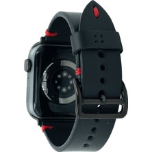 Minval Apple Watch Deri Kordon Ultra 2 9 8 SE2 7 6 Se 5 4 3 2 1 serisi 49mm 45mm 44mm 42mm Uyumlu Kadın Erkek için Uniseks El Yapımı Siyah Kırmızı Kayış