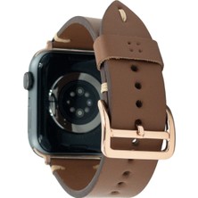 Minval Apple Watch Deri Kordon Ultra 2 9 8 SE2 7 6 Se 5 4 3 2 1 serisi 49mm 45mm 44mm 42mm Uyumlu Kadın Erkek için Uniseks El Yapımı Taba Rose Kayış