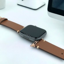 Minval Apple Watch Deri Kordon Ultra 2 9 8 SE2 7 6 Se 5 4 3 2 1 serisi 49mm 45mm 44mm 42mm Uyumlu Kadın Erkek için Uniseks El Yapımı Taba Rose Kayış