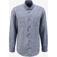 Fabrika Comfort Regular Fit Gömlek Yaka Düz Indigo Erkek Gömlek FC4SM-GML 0282