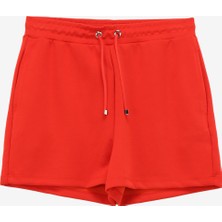 Fabrika Lastikli Bel Basic Kırmızı Kadın Şort F4SL-SHT0611