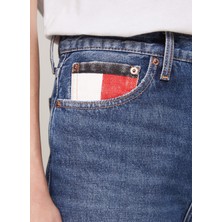 Tommy Jeans Yüksek Bel Düz Paça Normal Mavi Kadın Denim Pantolon Izzıe Hgh Sl Ank Flag AH6037