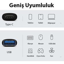 My Black Type-C To USB Dönüştürücü Adaptör Mini Otg Hızlı Data Şarj Aparatı Uyumlu