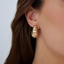 Desenli Damla Altın Küpe