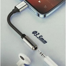 My Black Iphone Lightning 3,5 mm Aux Kulaklık Çevirici Hasır Ses Kablosu 30 cm