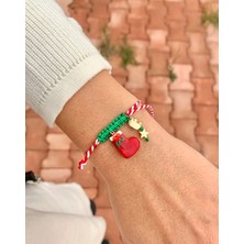 Atelier Çağla Kırmızı Beyaz Çorap Fil Yıldız Yılbaşı/yeni Yıl Marteniçka Şans Bilekliği