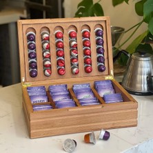 Köymen Woods Kapsül Kahve Standı Nespresso & Jacobs Uyumlu Kapsül Kahve ve Poşet Çay Kutusu Ahşap Kahve Kutusu