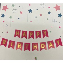 Kidspartim Happy Bırthday Yazı Fuşya / Gold Banner