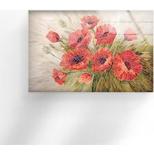 Myphotostation Kırmızı Çiçekler Temperli Cam Duvar Tablosu