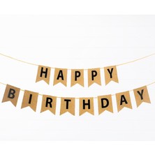 Kidspartim Happy Bırthday Yazı Kraft/siyah Banner