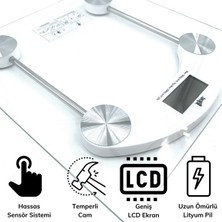 Sanec Dijital Kare Cam Baskül Darbelere Karşı Dayanıklı Terazi Yüksek Hassasiyetli Tartı Tf 1052