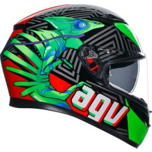 Agv K3 Kamaleon Black Red Green Kapalı Kask