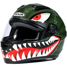 Zeus ZS-811A AL38 Green Silver Kapalı Kask