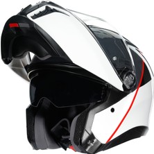 Agv Tourmodular Mlt Balance White Grey Red Çene Açılır Kask