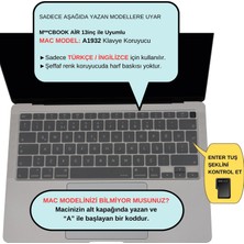 McStorey Laptop Macbook Air Klavye Kılıfı Türkçe Q Harf Baskılı A1932 ile Uyumlu