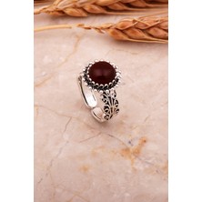 Sümer Telkari Akik Taşlı Telkari Elişi Gümüş Yüzük 3749