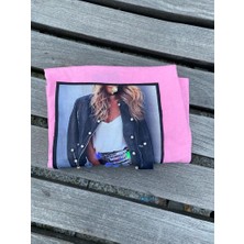Sema Artdesing Pembe Resim Baskılı Üç Boyutlu T-Shirt