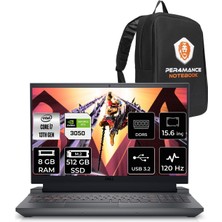 Dell Gaming G15 5530 Intel Core I7 13650HX 8gb 512GB SSD RTX3050/6GB 120HZ 15.6'' Fhd Fdos Taşınabilir Bilgisayar G55302401005U & Per4 Çanta G55302401005UP32