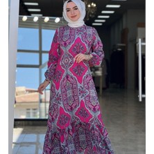 Zümra Tesettür Şeker Elbise Pembe Beden 50-52