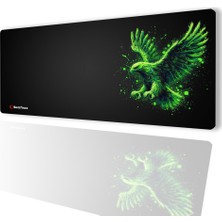 Sonictouch Ultragrand Siyah ve Neon Yeşili Kartal Dikişsiz Xxl Gaming Oyuncu Masaüstü Klavye Mouse Pad 40X90CM