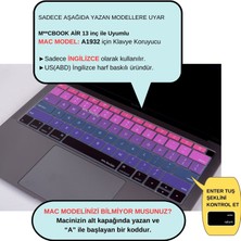 McStorey Laptop Macbook Air Klavye Koruyucu US(ABD) İngilizce Harf Baskılı A1932 ile Uyumlu Ombre