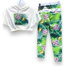 Little Tortoise Kız Çocuk Sportwear Kapüşonlu Crop Taytlı Takım