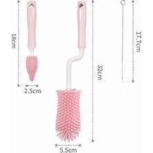 modernavm Silikon Uçlu Ekstra Yumuşak Biberon Temizleme Fırçası Pembe