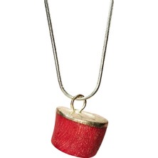 Royaleks Mercan Doğal Taşı Zincirli El Yapımı Kolye Uç: 1,5 cm Zincir: 20 cm Kutulu