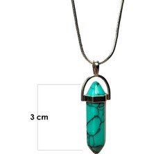 Royaleks Turkuaz Doğal Taşı Zincirli El Yapımı Kolye Uç: 3 cm Zincir: 20 cm Kutulu