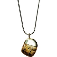 Royaleks Jasper Doğal Taşı Zincirli El Yapımı Kolye Uç: 2 cm Zincir: 20 cm Kutulu