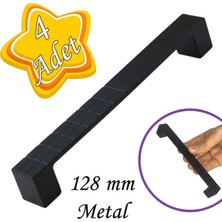 Glaswen 4 Adet Bihter Desenli Kulp 128 mm Siyah Mutfak Kulpu Çekmece Dolap Kapak Kulbu Metal  Mobilya Dolabı